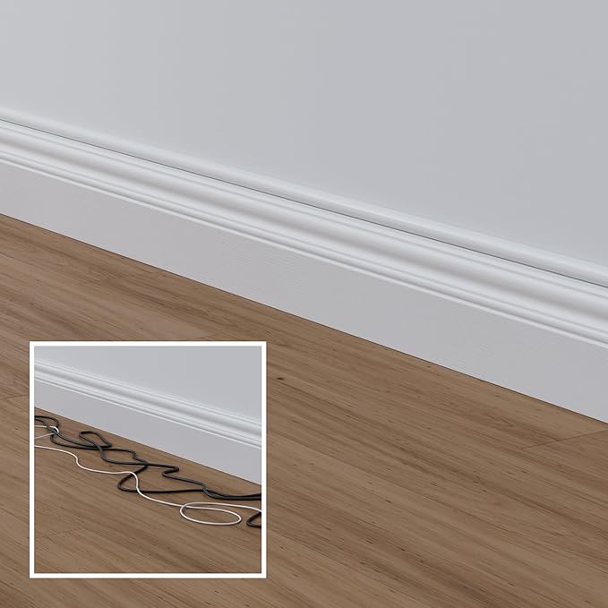 D-Line Half Round Cord Hider, Patented Cable Cover, Hide TV Wall Mount Wires, Raceway for Cords, Decorative Wire Covers, Paintable, Adhesive Cable Concealer, 1x 0.78in W x 0.39in H x 39in L,White