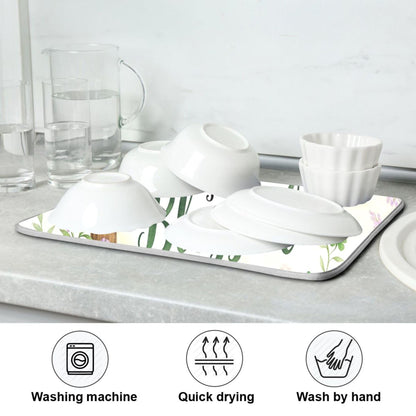 St.Patrick Days Dish Drying Mat for Kitchen Countertop 16x18 Green Shamrock Blessed Cross Small Drying Mat Reusable Quick Dry Dish Sink Mats Easy Clean Decorative Essentials