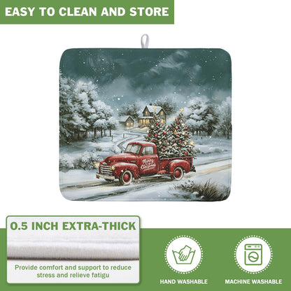 Merry Christmas Decorations Dish Drying Mat 16x18 Inch