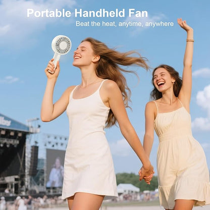 Mini Fan Portable Handheld Fan USB Rechargeable Personal Fan with Base 10H Long Lasting Battery Mini Pocket Cooling Fan for Desktop Travel Outdoor Vacation Concert Lash Makeup Use