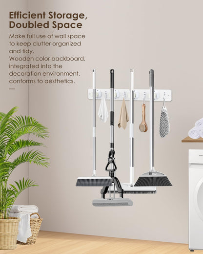 White Broom Holder Wall Mount