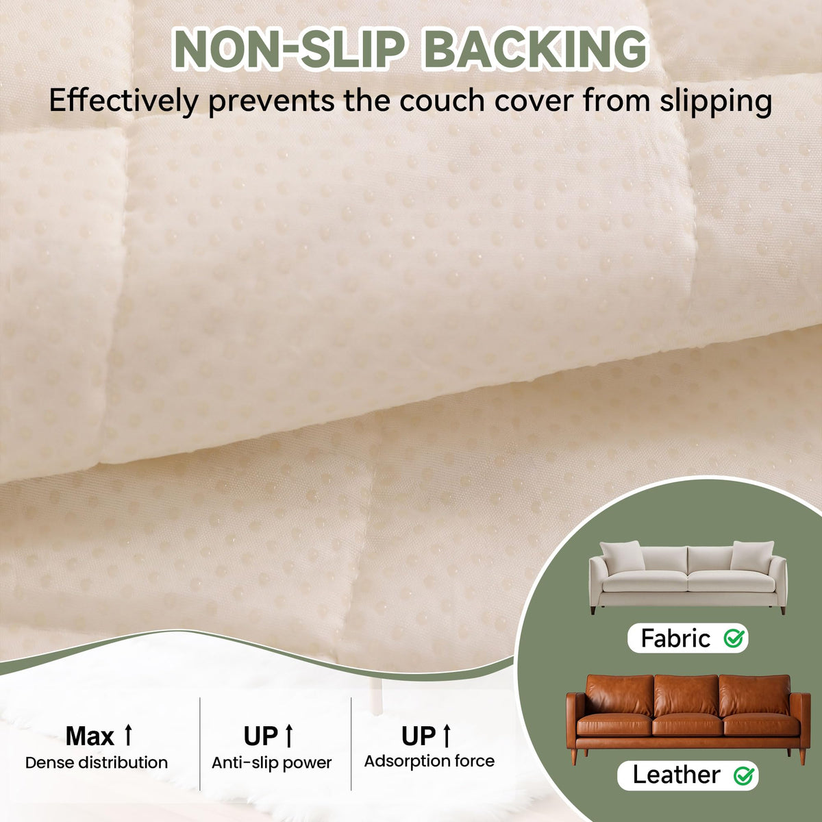 Washable Couch Covers for 3 Cushion Sofa Non Slip Pet Dog Sofa Cover (9 Ounce)