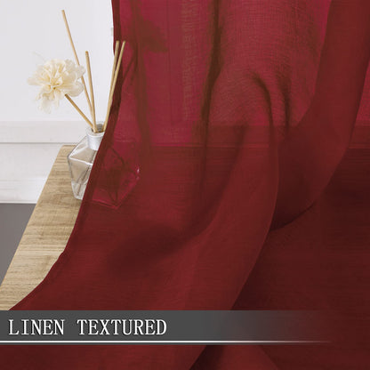 Short Sheer Curtain Linen Textured Bedroom Curtains Sheer Light Filtering Rod Pocket Voile Curtain for Living Room