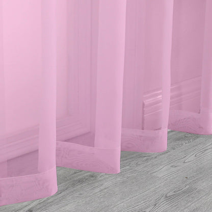 Pink Sheer Curtains 45 Inch Long 2 Panels (2 Count)