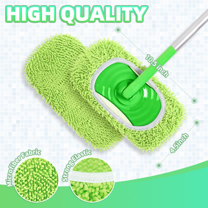 8 Pack Green Reusable Chenille Mop Pads Fit for Swiffer Sweeper (8 Count)