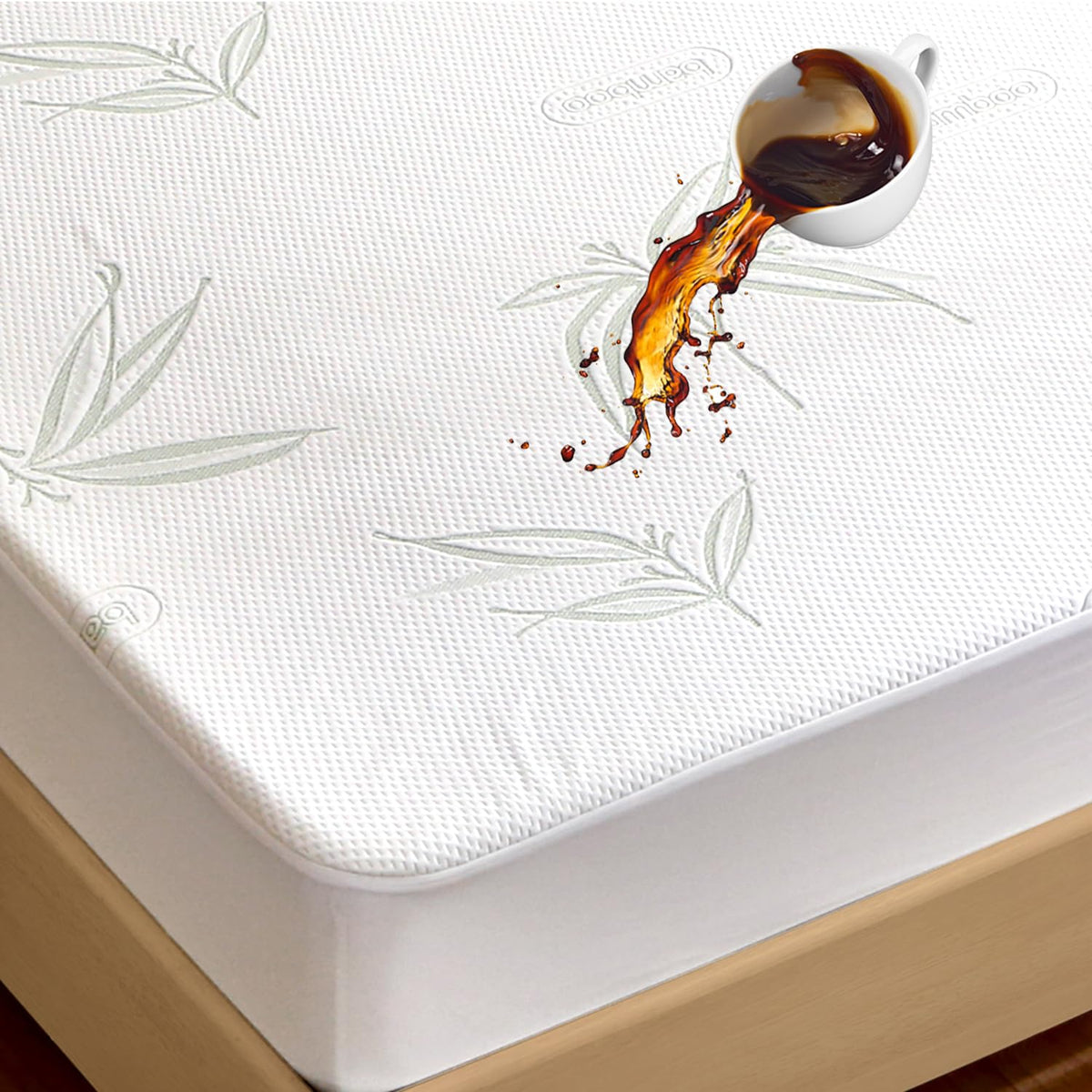 Full Size Mattress Protector Waterproof Mattress Pad Washable Bamboo Rayon Mattress Cover Breathable Noiseless Bed Protector 5"