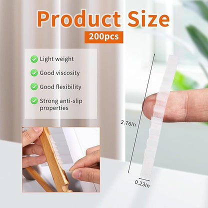Non Slip Hangers Grips, 200 Pcs Rubber Clothes Hanger Grips Adhesive Clothing Hanger Grip Clear Rubber Hangers Non Slip Grip with Fins Strips Grippers for Home Stores, 2.8 x 0.2 Inch