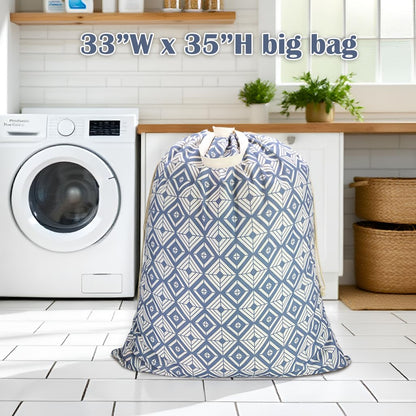 Canvas Laundry Bag with Handles & Drawstring