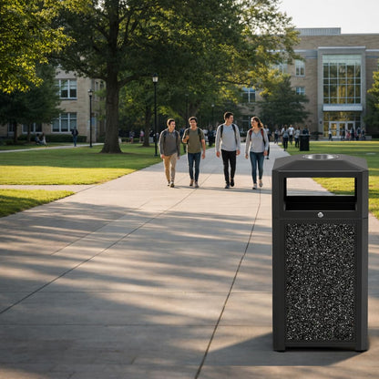 40 Gal. Commercial Outdoor Trash Can with Lid & Ashtray