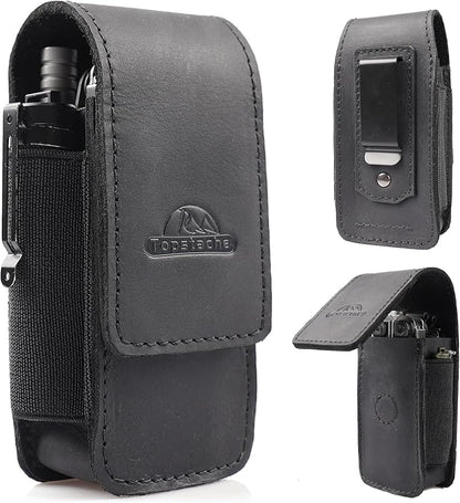 Topstache Multitool Sheath with Belt Clip - EDC Belt Organizer Multi Tool Case - Leather Multitool Holster for Belt - Magnetic Closure Leather Multitool Pouch Fits Folding Tool, Black
