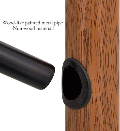MyGift Freestanding Metal Entryway Coat Rack and Umbrella Stand with Sturdy Round Base and 6 Faux Wood Hanger Hooks