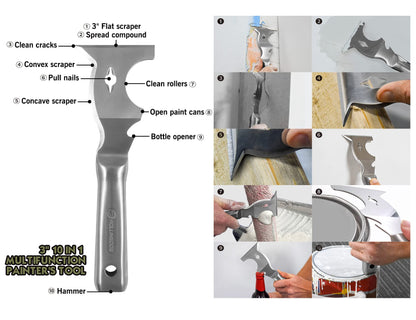 10 in 1 Painter's Tool Mirror Polished One Piece Blade
