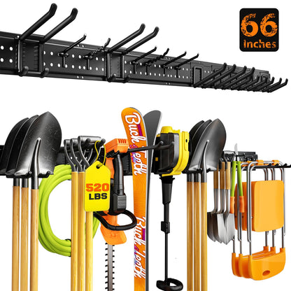 Garage Tool Organizer Wall Mount 66 inches with 13 Adjustable Heavy