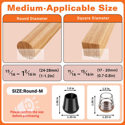 Round Chair Leg Floor Protectors for Hardwood Floors Medium 24pcs (24 Count)