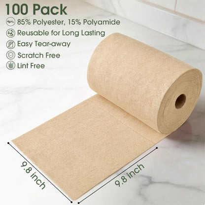Microfiber Cleaning Cloth Roll (100 Count)
