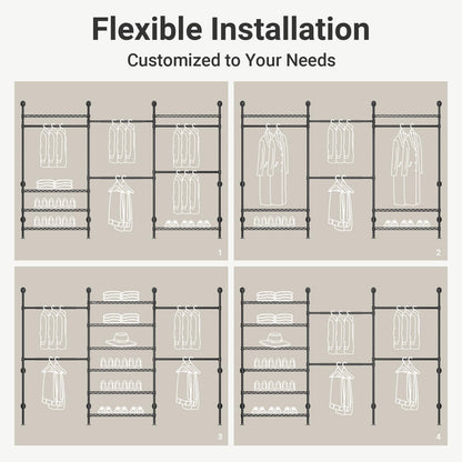F3 Plus Wall Mounted Clothes Rack Industrial Pipe Clothing Rack for Hanging Clothes