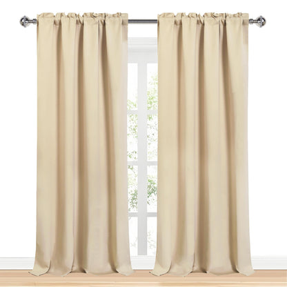 Blackout Curtains for Bedroom Living Room 52 x 95 Inch Long Beige (2 Count)