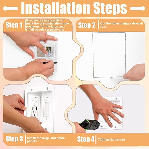 TV Cord Hider for Wall Mounted TV, in-Wall Cable Management System with Recessed Power Outlet, Power & Low Voltage Cable Concealer Kit for Clean and Organized Home Theater Setup(AC+ USB)