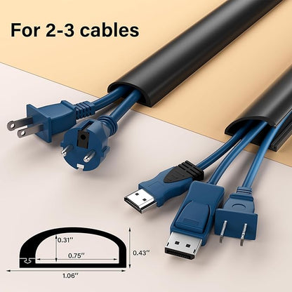 Cord Hider for Wall Mounted TV, 78" Cable Cover for 2-3 Cables with Side Open, Flexible Silicone Wire Raceway Management,Self-Adhesive Cord Organizer,Wire Concealer Channel, Black