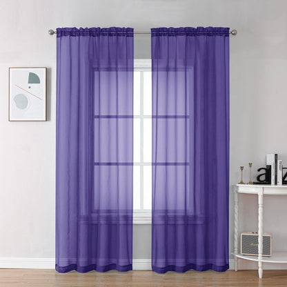 Purple Sheer Curtains 78 Inches Long 2 Panels Set for Living Room (2 Count)