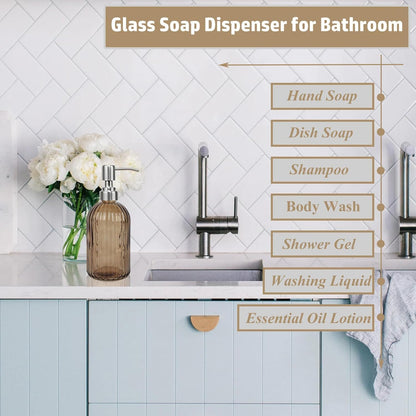 14Oz Brown Soap Dispenser Bathroom (2 Count)