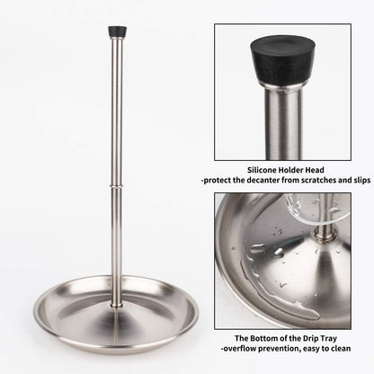 Wine Decanter Drying Stand with Silicone Head to Prevent Scratches