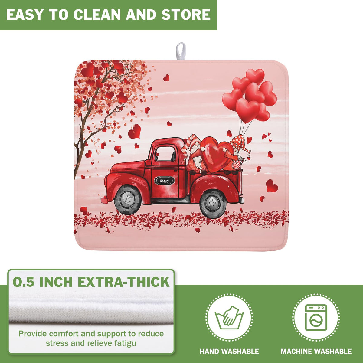 Valentine's Love Truck Dish Drying Mat