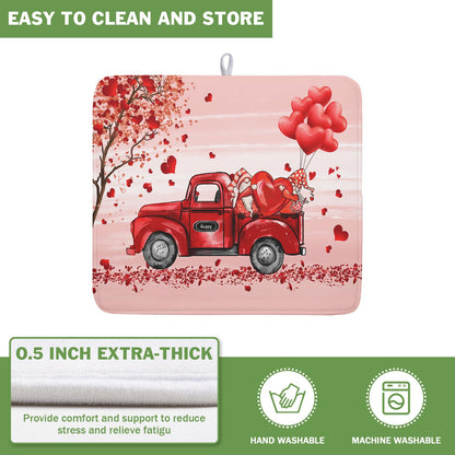 Valentine's Love Truck Dish Drying Mat