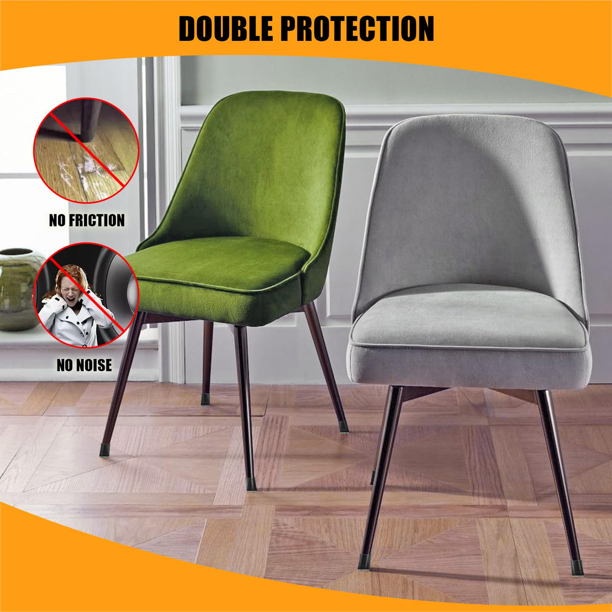 Square Chair Leg Protectors for Hardwood (16 Count)