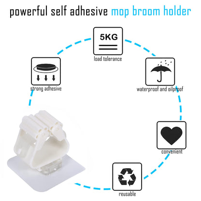 8 Pack Self Adhesive Broom Holder Wall Mount (8 Count)