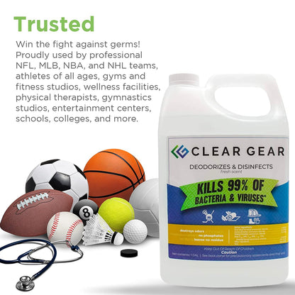 Disinfectant and Deodorizer for Sports Equipment 1 Gallon Bottle (128 Fl Oz)