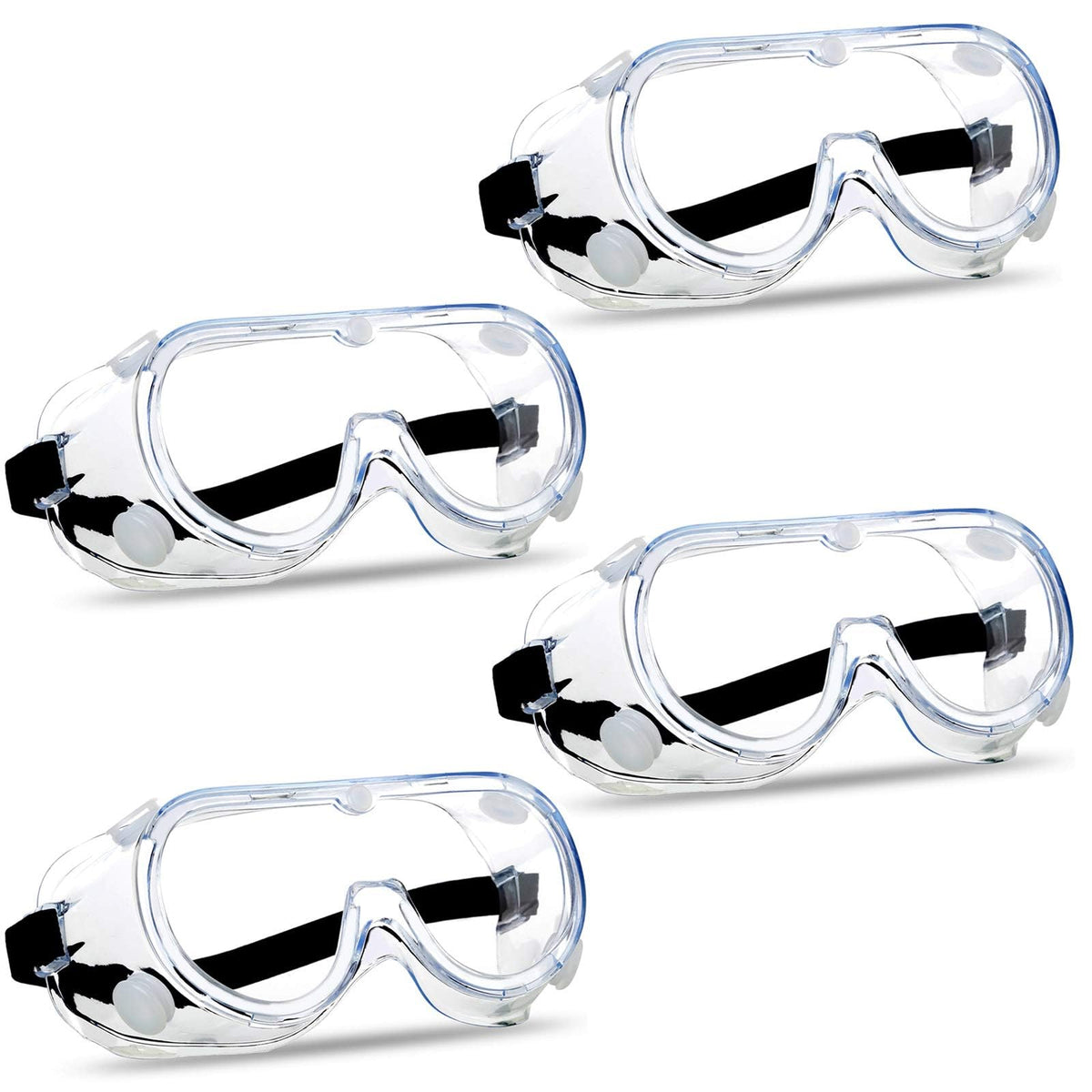 4PCS Anti Fog Protective Safety Goggles Clear Lens Wide (4 Count)
