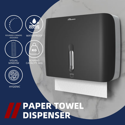 Bathroom Paper Towel Dispenser Pack of 2 Durable ABS Plastic Easy Installation No Drilling Waterproof Dustproof for Home Washroom Kitchen Bedroom (2 Count)