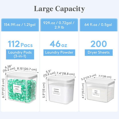 Laundry Pods Container with Pop (3 Count)