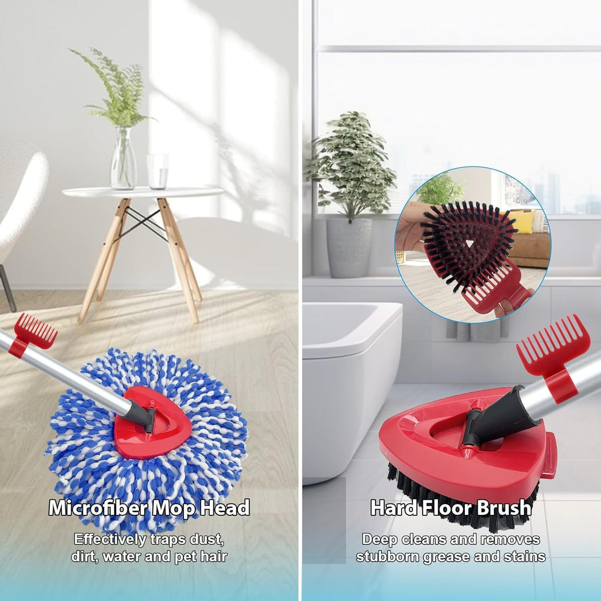 Spin Mop Head and Brush Replacement Compatible with O Cedar RinseClean 2