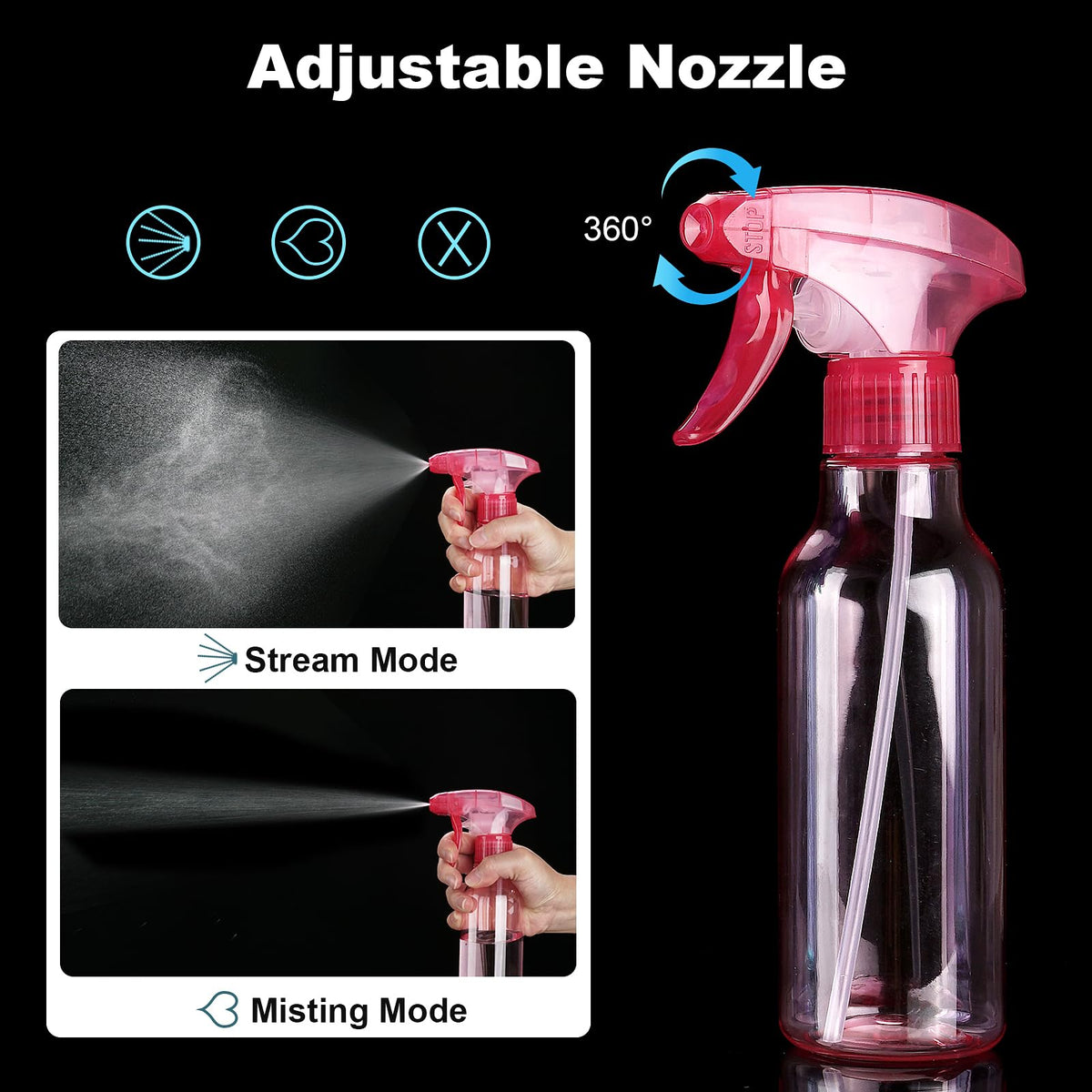 4 Pack Plastic Spray Bottles 8.8oz (4 Count)