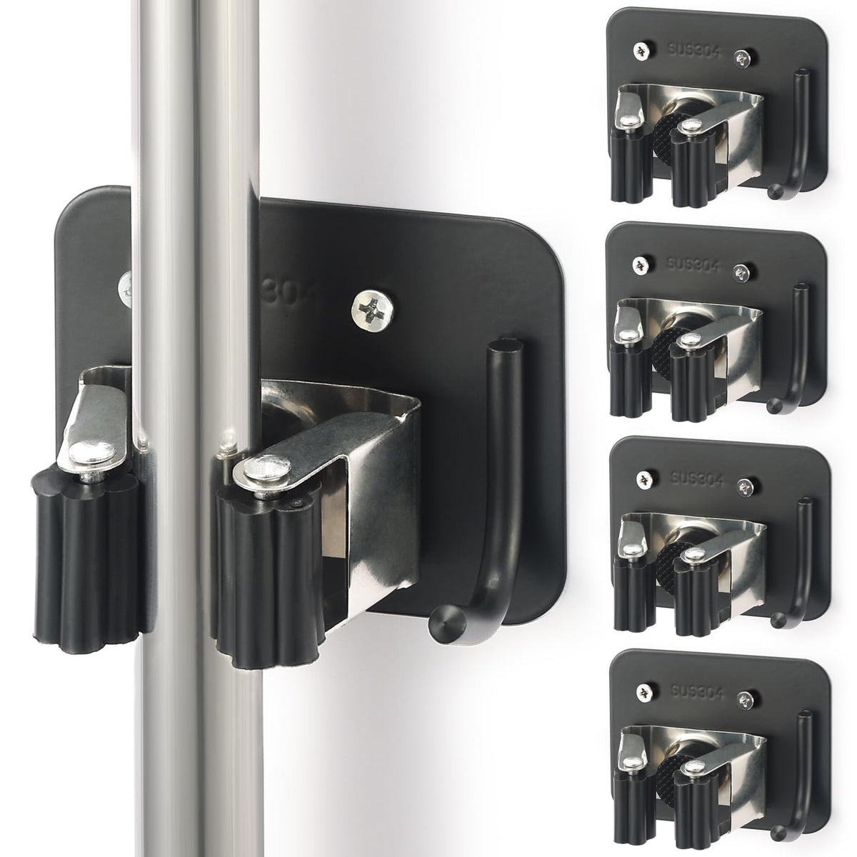 Broom Holder Wall Mount Rack (4 Count)