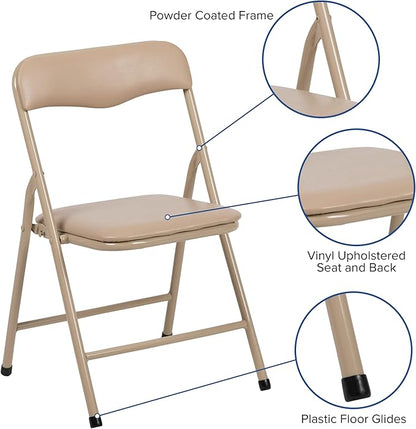 Flash Furniture Mindy Kids 3-Piece Folding Square Table and Chairs Set for Daycare and Classrooms, Children's Activity Table and Chairs Set, Tan