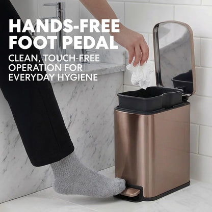 6L 1.6G Stainless Steel Bathroom Trash Can with Hands