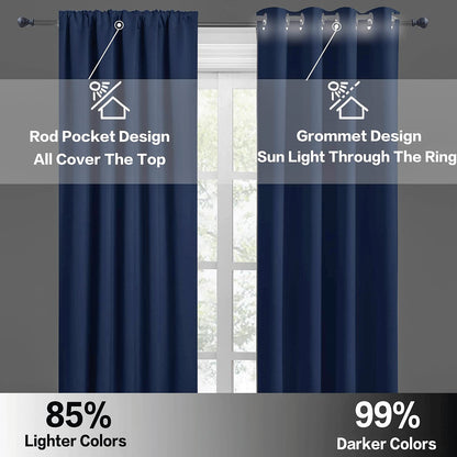 Short Blackout Curtains for Small Window Kitchen Bathroom Cafe RV (2 Count)