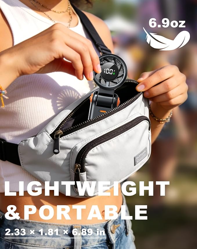 Portable Handheld Turbo Fan - 5 Speed Mini Personal Fan with Strong Airflow, Foldable 3 in 1 Rechargeable Battery Operated Travel Essentials Hand Fans for Indoor/Outdoor Use, Black