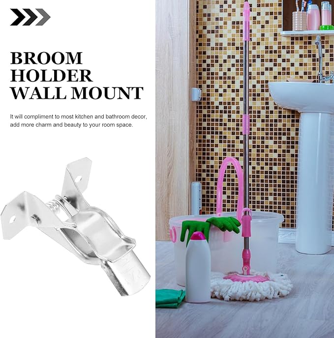 10pcs Heavy Duty Iron Mop and Broom Holder Wall Mount Tool Clips Set for Home Organization and Garage Storage