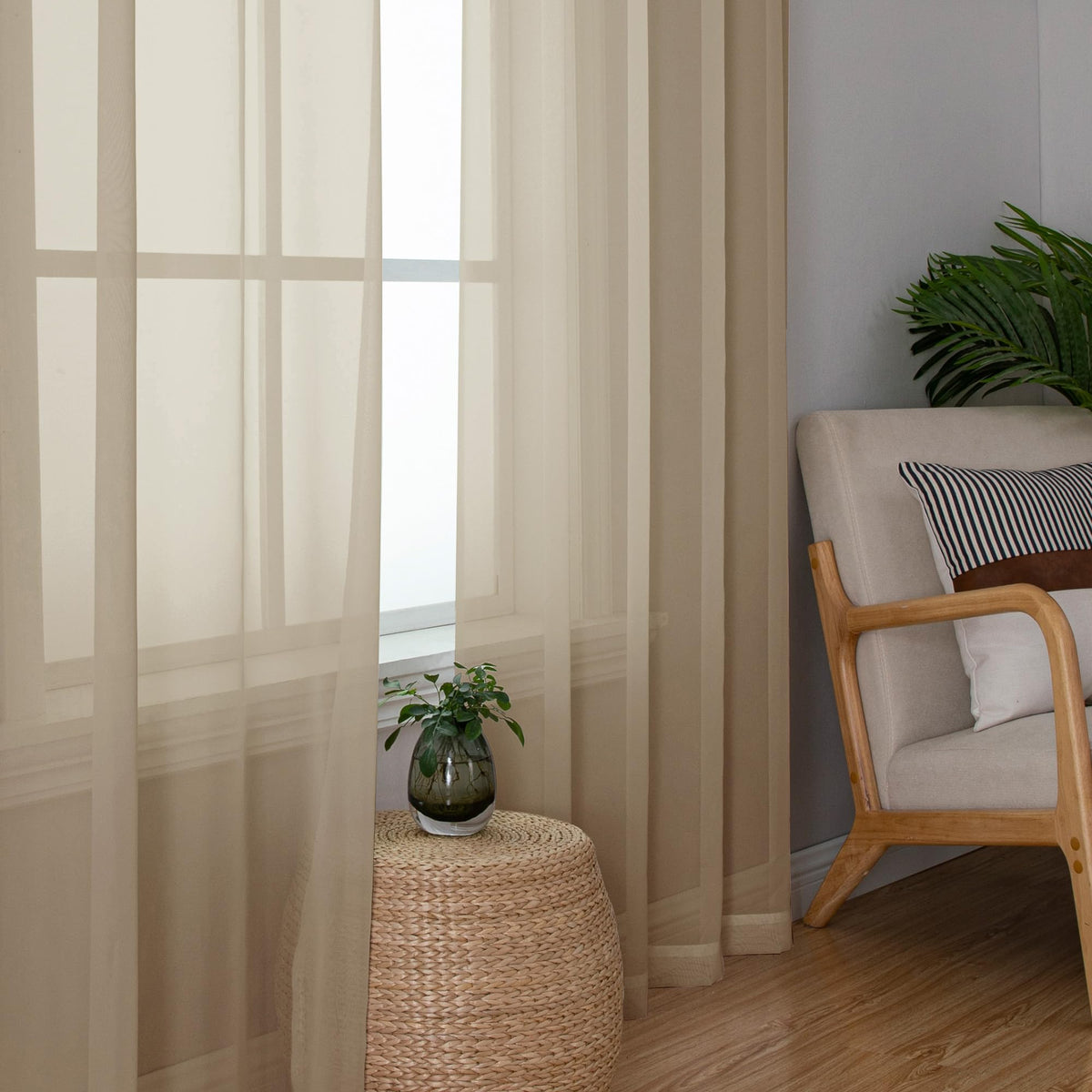 Taupe Sheer Curtains 45 Inch Long 2 Panels (2 Count)