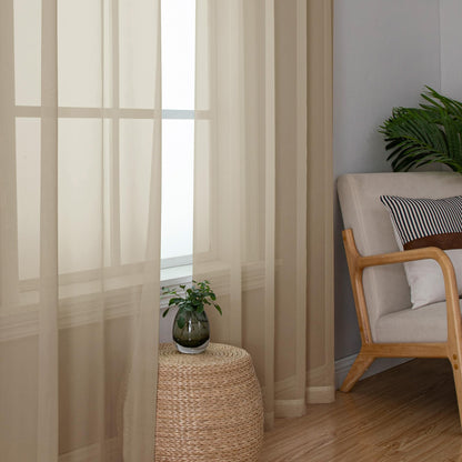 Taupe Sheer Curtains 45 Inch Long 2 Panels (2 Count)