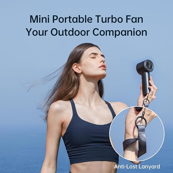 JISULIFE Portable Handheld Fan,Speed(1-100) Adjustable Turbo Mini and 3600mAh Battery Rechargeable Personal Fan,Digital Display,Gifts for Women Men Travel/Camping/Outdoor-Blue
