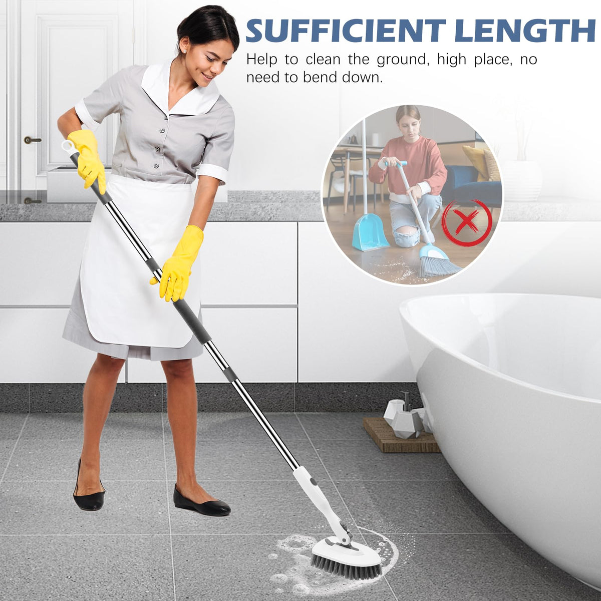 Tile Tub Floor Scrubber with V