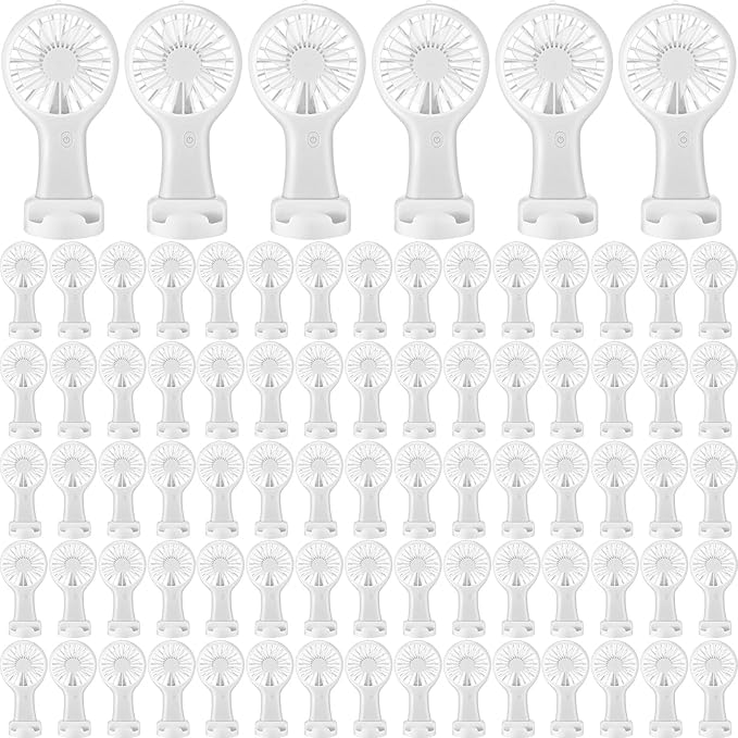 Woanger 100 Pack Mini Powerful Handheld Fan Bulk 3 Speed USB Rechargeable Small Desk Fan Summer Gift for Wedding Beach Outdoor Women Eyelash (White)