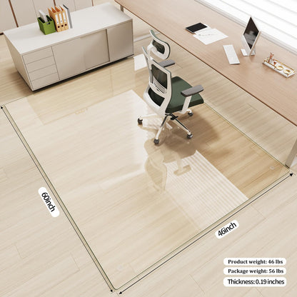 Tempered Glass] 46" x 60" Glass Office Chair Mat for Carpet