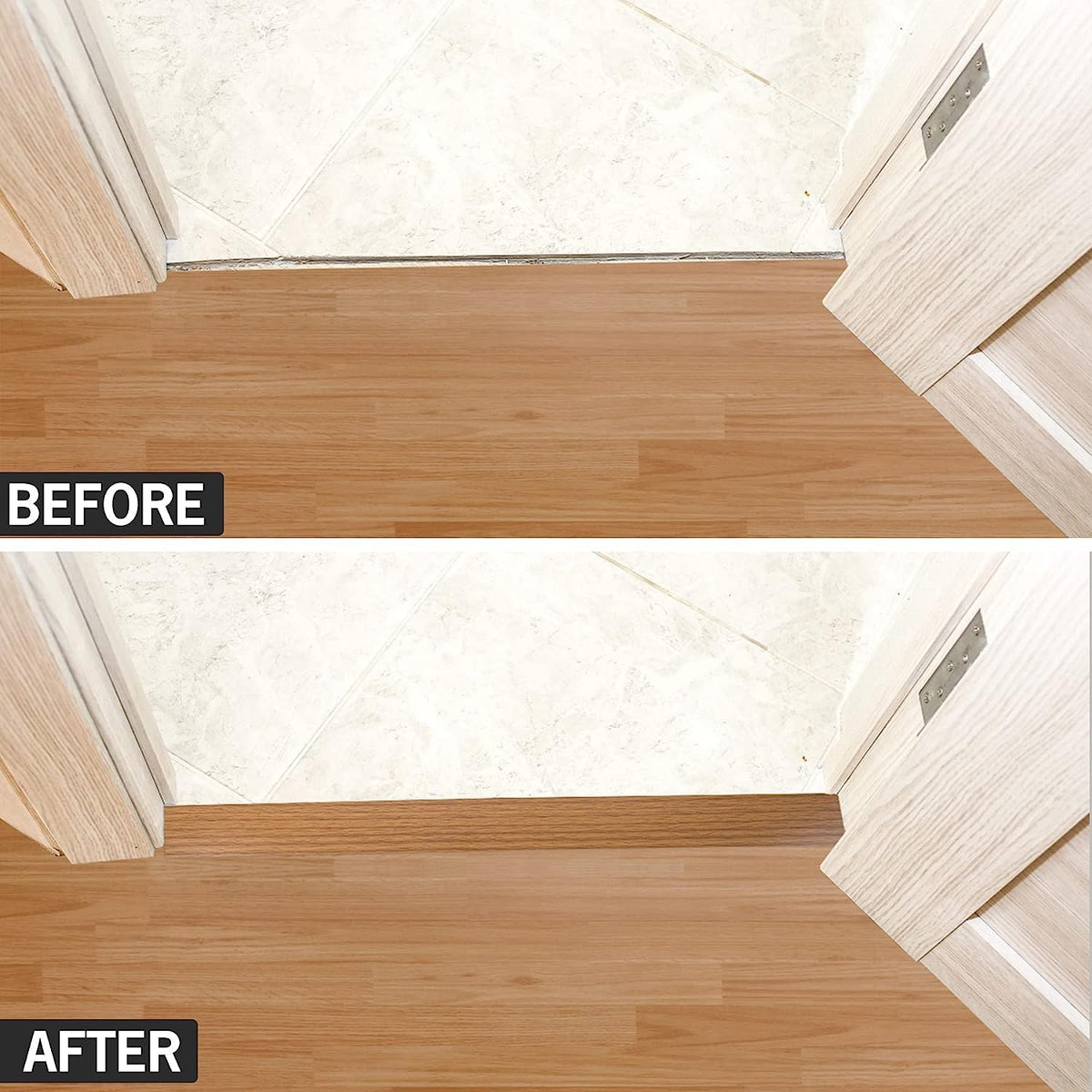 5Ft Floor Transition Strip Self Adhesive Vinyl Cover Floor Strip Flat Divider Transition Strip Wood Grain Design for Laminate Floor Gaps and Doorway Transitions