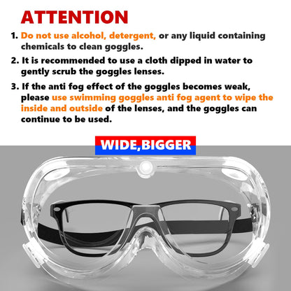 Anti Fog Protective Safety Goggles Clear Lens Wide
